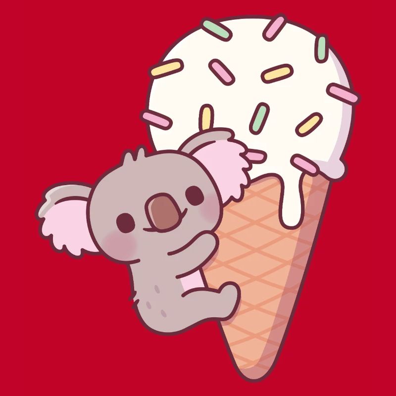 Drôle de koala s’accrochant à un cornet de crème glacée