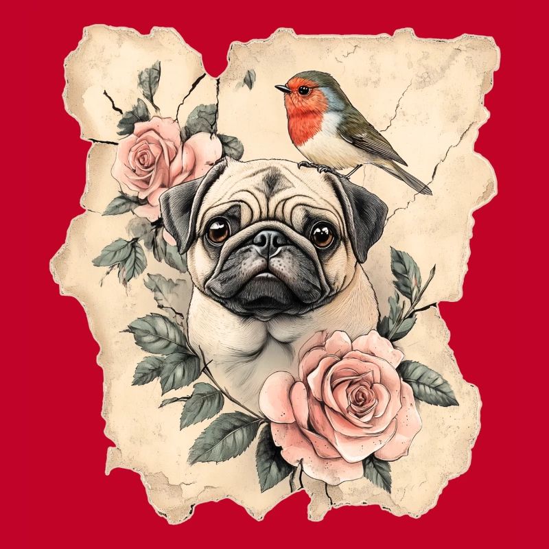Mops und Vogel