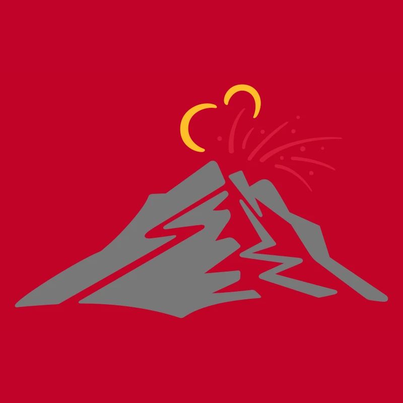 Volcano - vector line drawing, gift