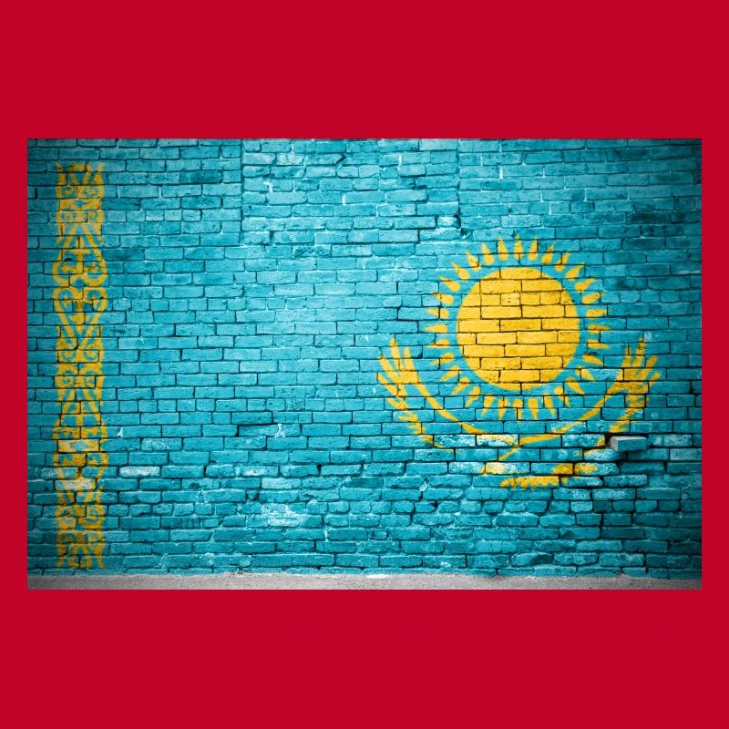 Affiche de graffiti de drapeau de mur de brique du Kazakhstan