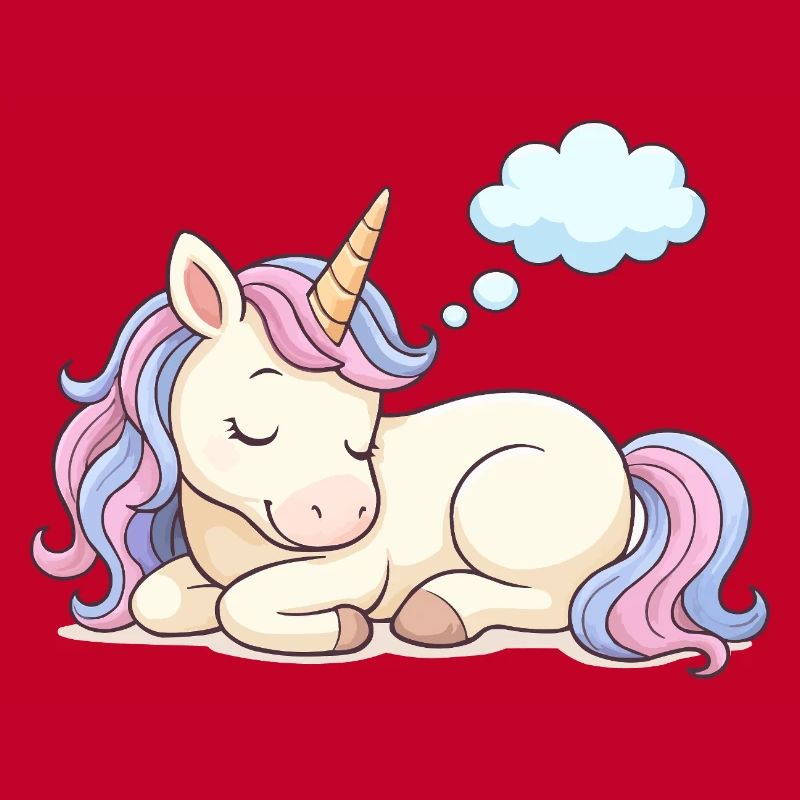 Schlafendes Einhorn mit Regenbogenmähne