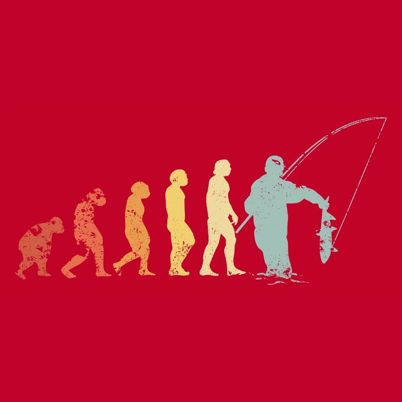 Angler Evolution Fisherman Evolution Retro Vintage