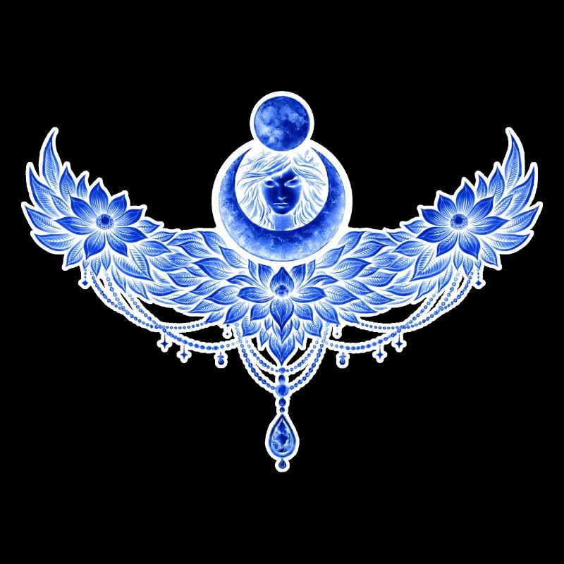 Lune ailée bleue