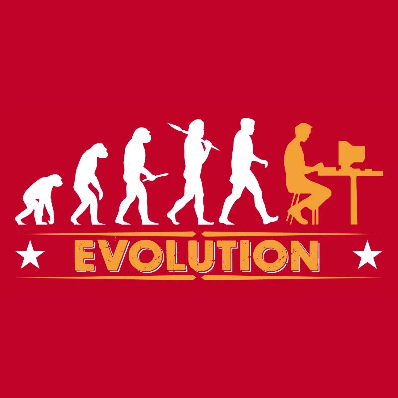 Computer Nerd Evolution - orange/weiss
