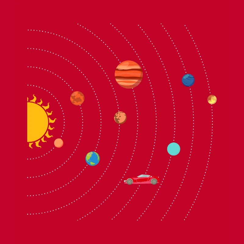 Tesla in Space Solar System SpaceX