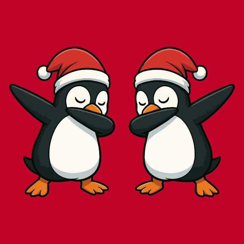 Deux manchots en train de s’asperger en look de Noël