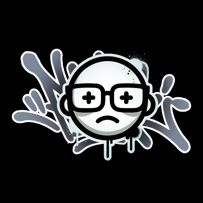 Visage triste de graffiti avec des lunettes