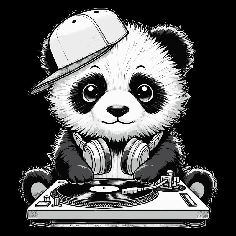 cooles Panda-Motiv als DJ mit Kopfhörer