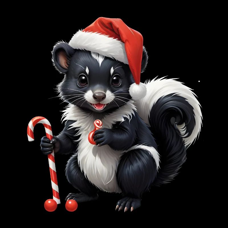 Moufette de Noël sucrée avec canne