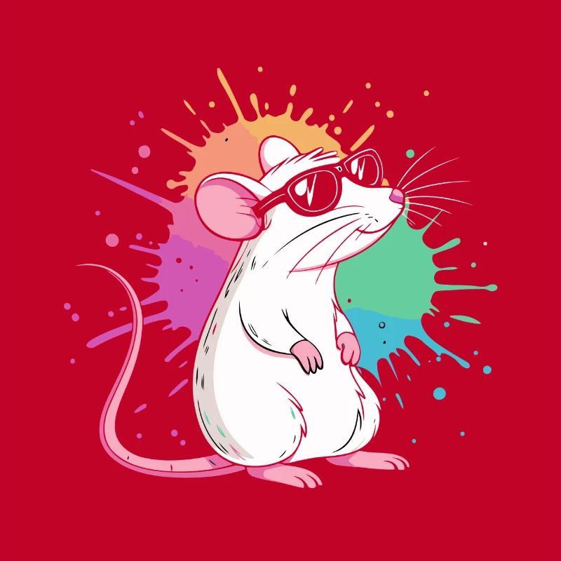 Elegante Ratte unter farbigen Splittern