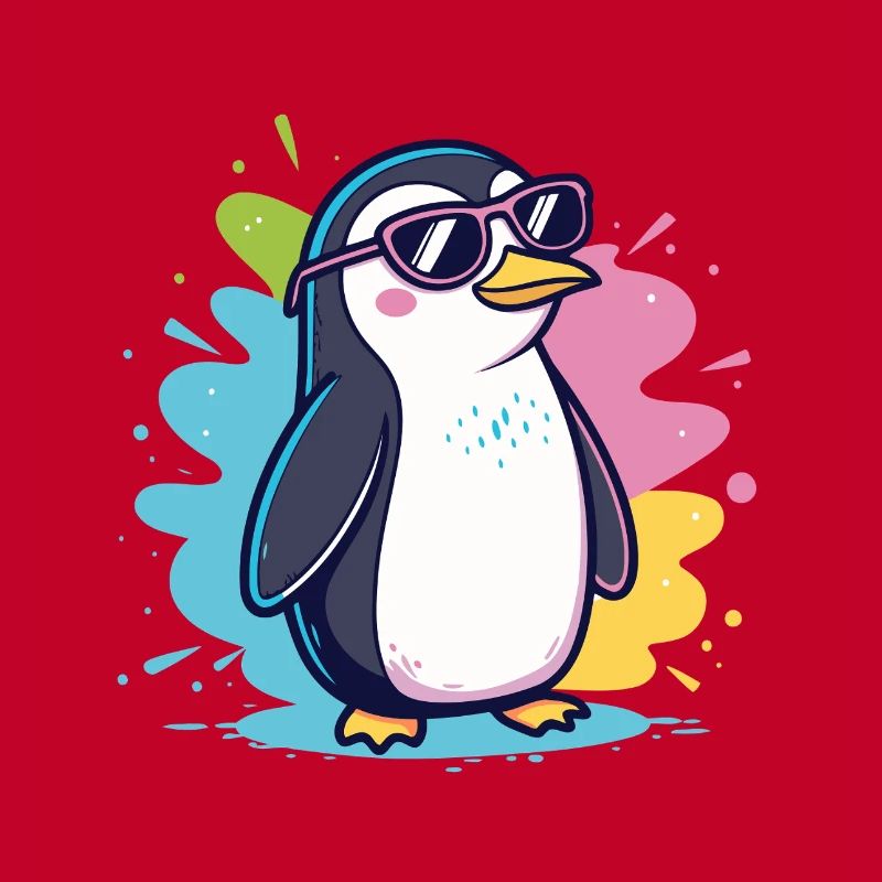 Bunter, cooler Ploppinguin mit Brille