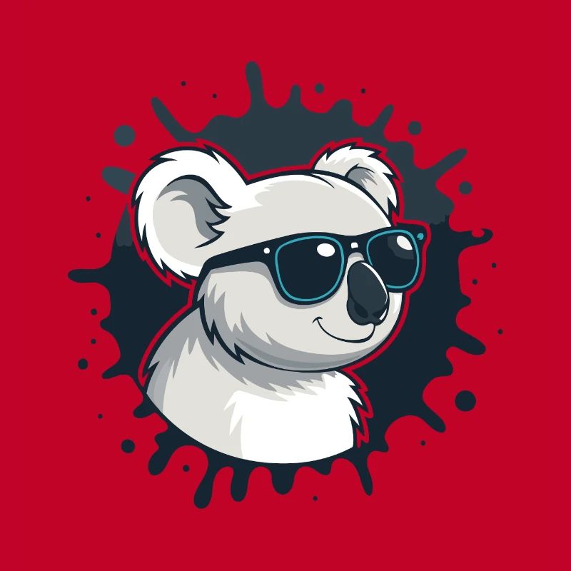 Koala-Chic-Brille auf blauem Splash