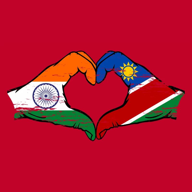 India Namibia Flag Hands Heart Shape used