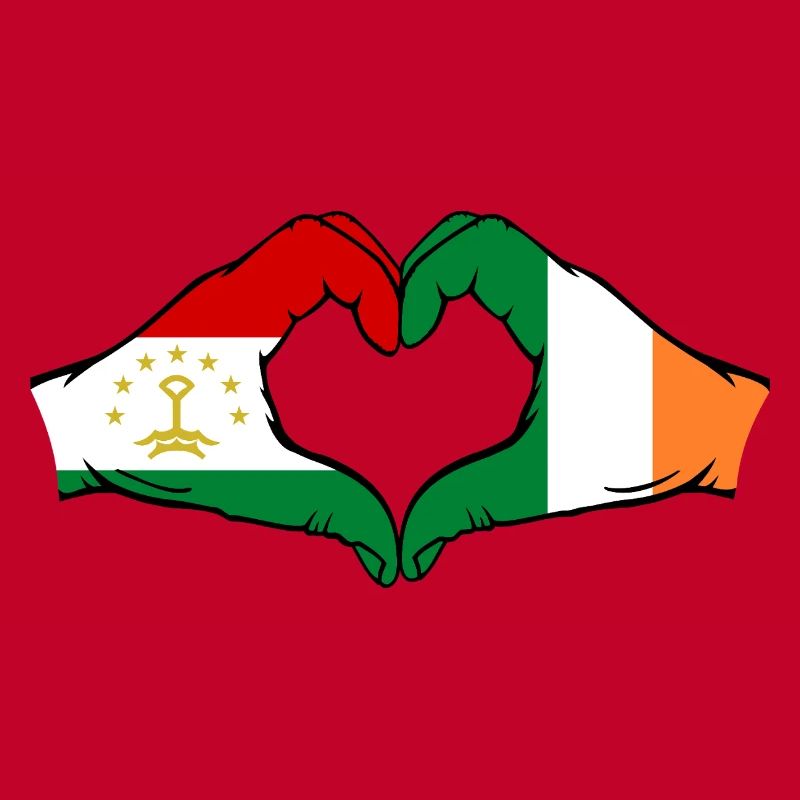 Drapeau d’Irlande du Tadjikistan Mains Forme de cœur