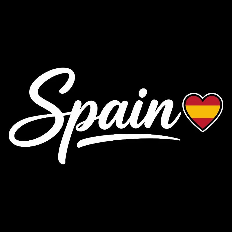 Spain Script with Heart Flag Patriotic