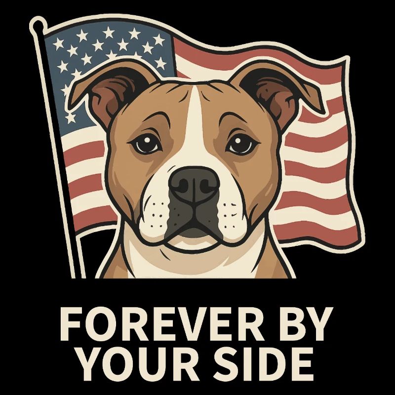 Chien loyal devant le drapeau américain