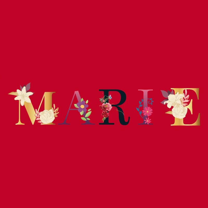 Le prénom de MARIE est décoré de fleurs
