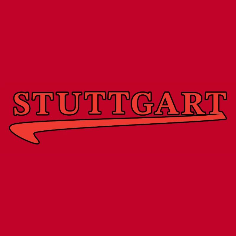 Stuttgart lettering with red underscore