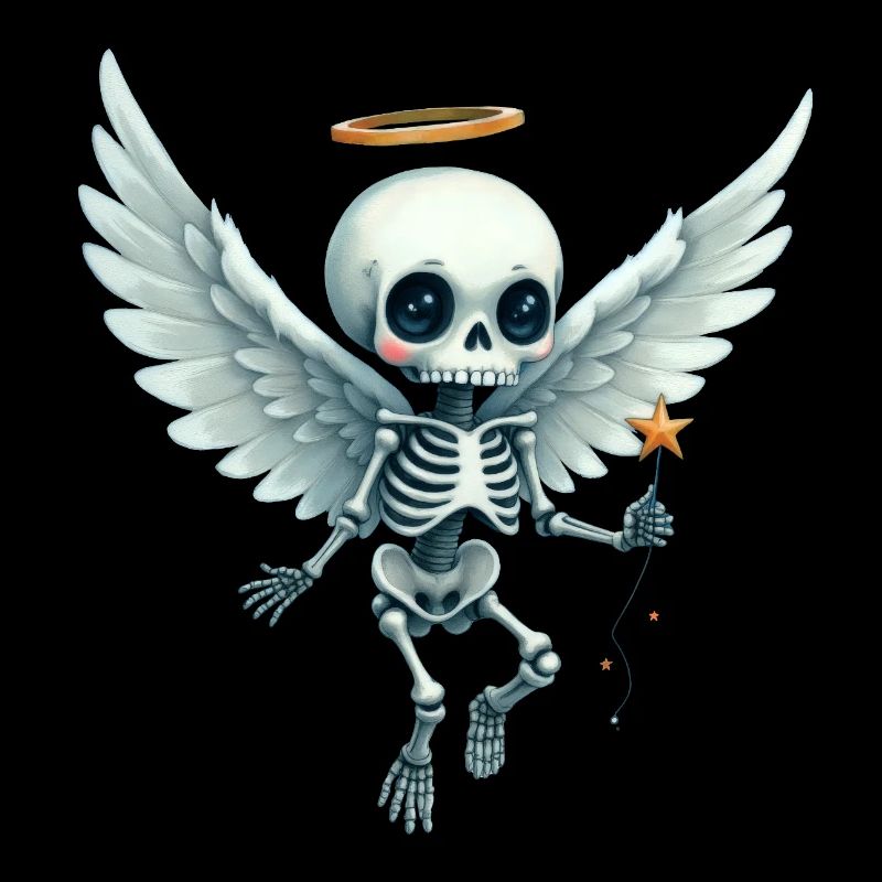 Winged skeleton with stellar halo