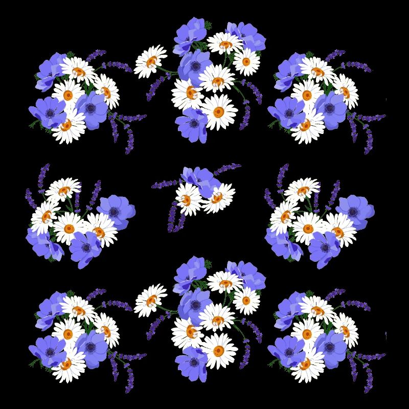 Country Floral Pattern in Blue and White