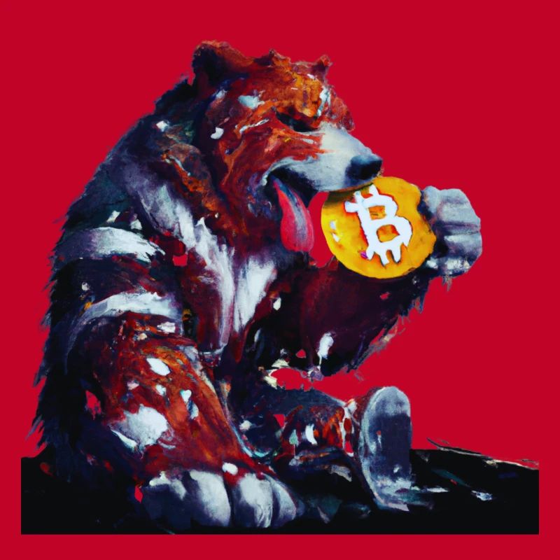 Capitalist bear eats Bitcoin cryptocurrency