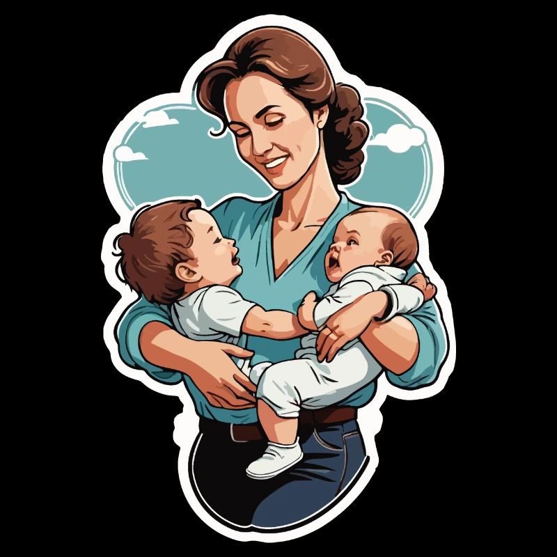 Liebevolle Mutter mit Zwillingsbabys