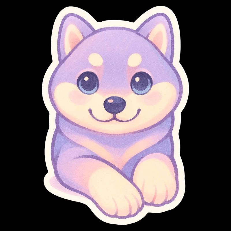 Lilac Chibi Puppy on Soft Background