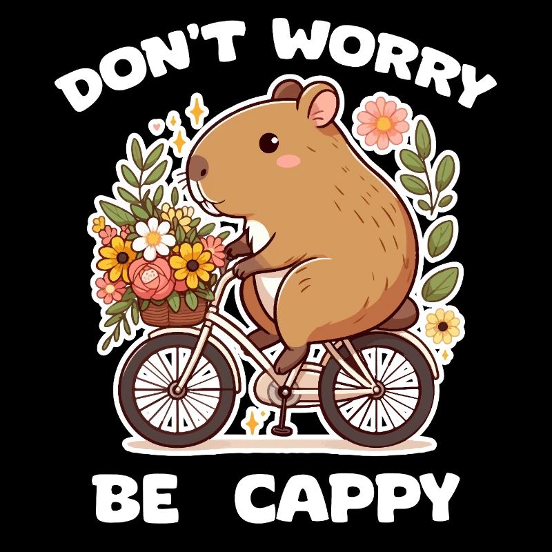 Capybara sur vélo fleuri