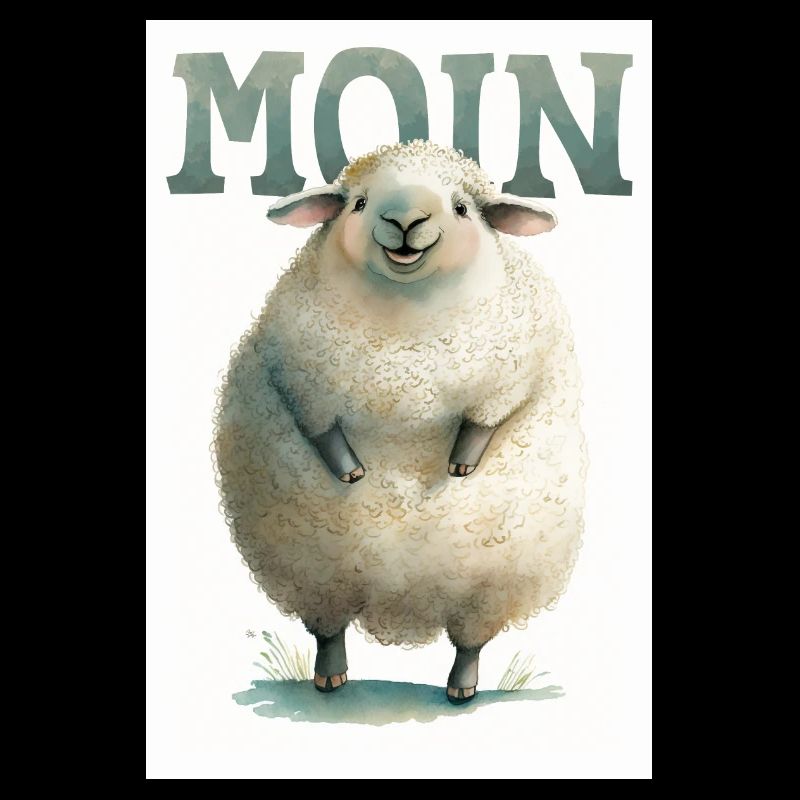 Sheep says MOIN welcome Hello Good mood
