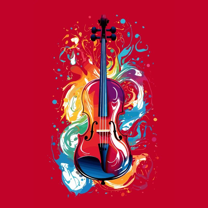 Violoncelle multicolore éclaboussure de couleur violon peinture éclaboussure