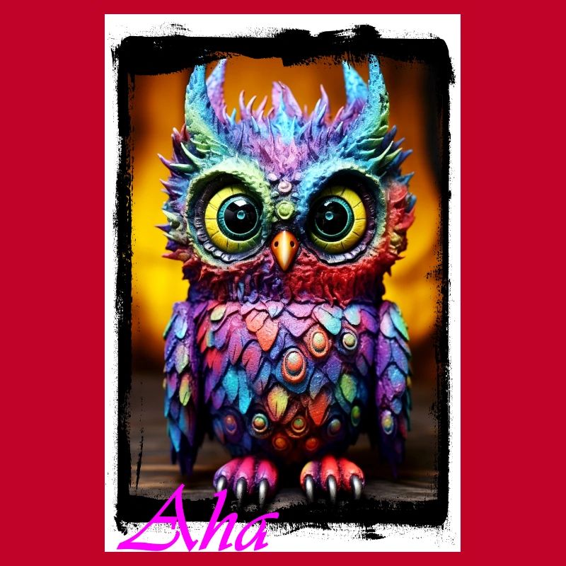 Bunte Eulenfigur mit Neonfarben Puppe Textil