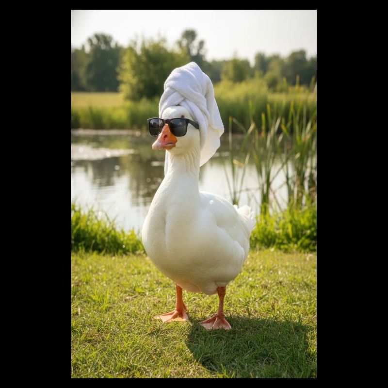 Canard Spa avec lunettes de soleil