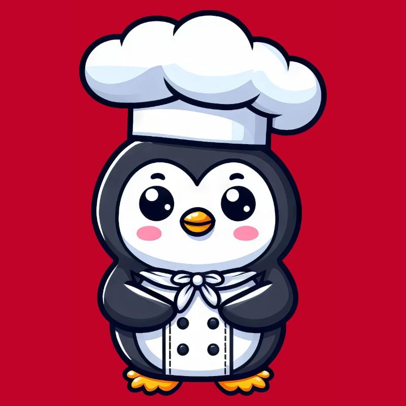 Cute Penguin Chef Cartoon Comic Design