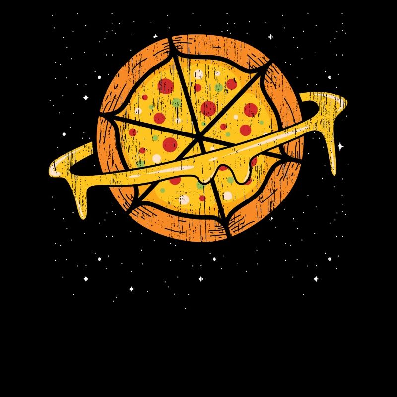 Funny space planet lovers, pizza chef