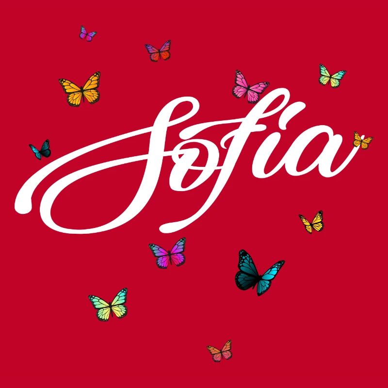 SOFIA - Mädchen Name mit bunten Schmetterlingen