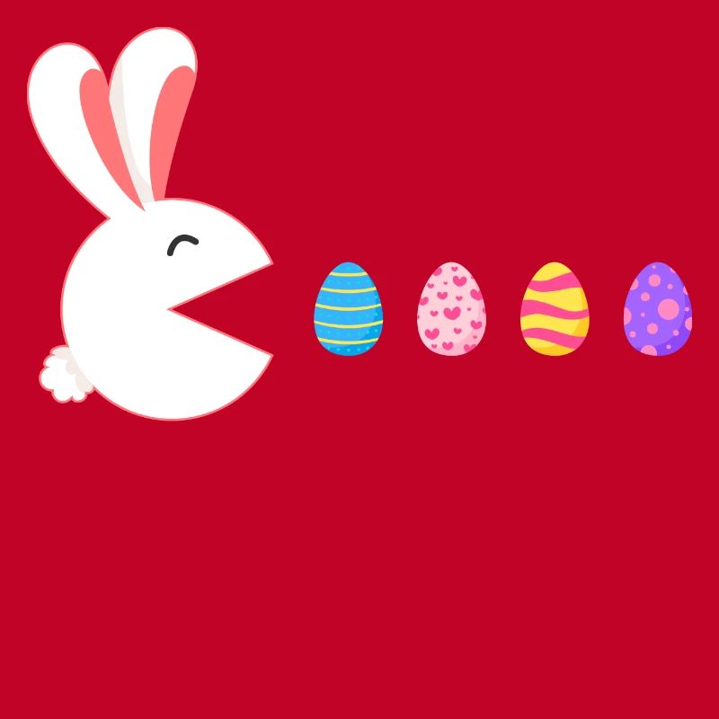 Happy Easter Rabbit Gamer Eating Easter Eggs