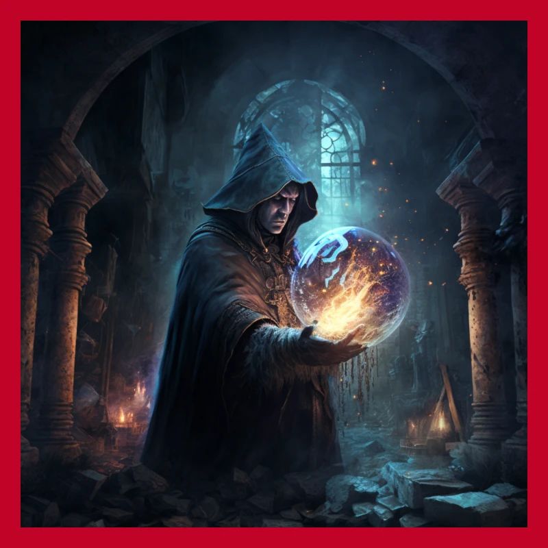 A powerful wizard casting a spell
