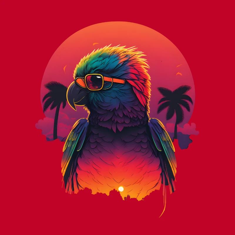 Synthwave Parrot Sunset