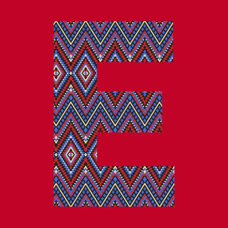 Monogram Letter E- boho colorful design