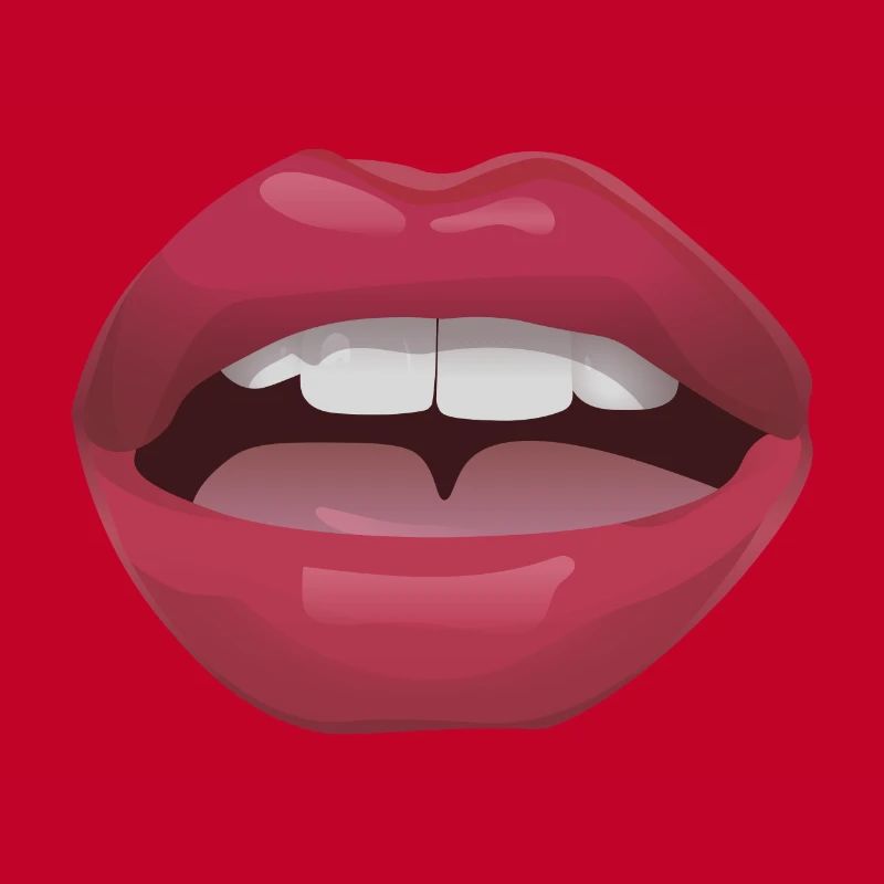 Red lips with teeth