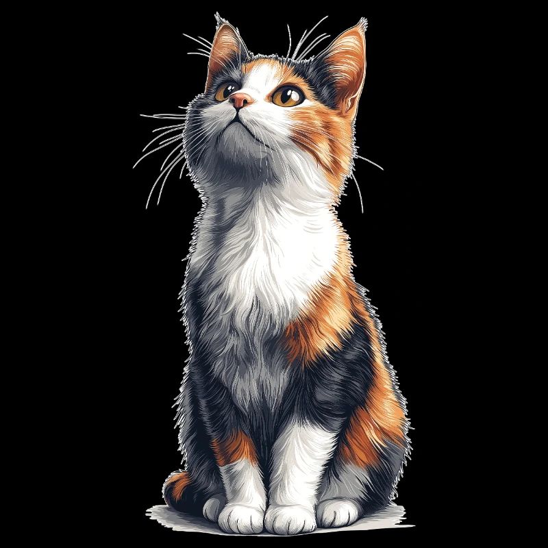 Colorful Sitting Comic Cat