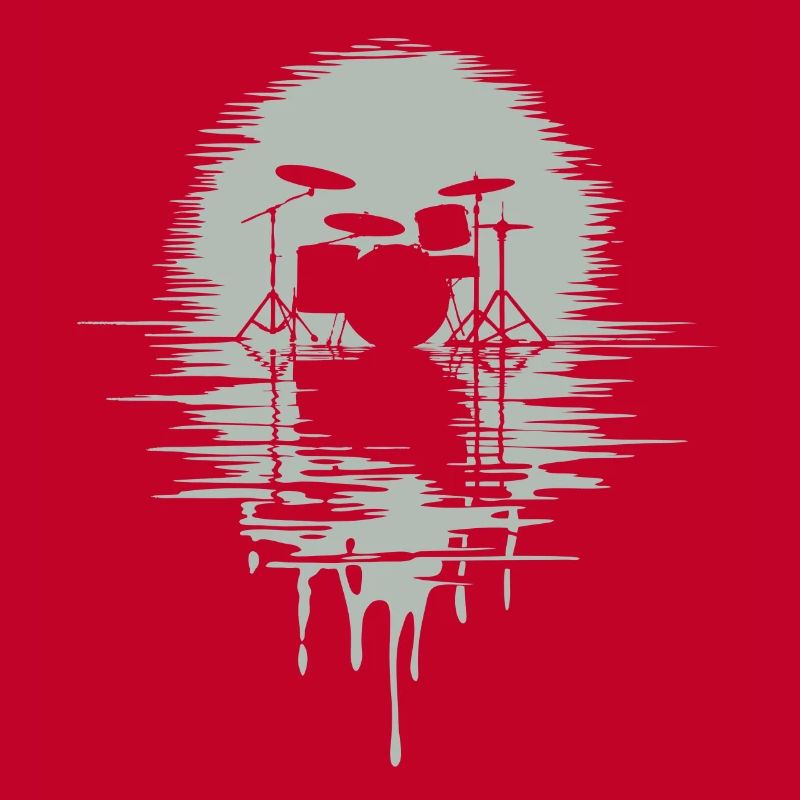 Drumset Silhouette Drums with Reflection