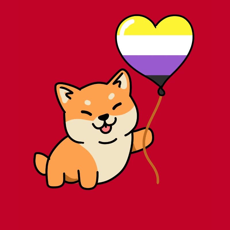Shiba Inu Nonbinary Pride Balloon Nonbinary Pride