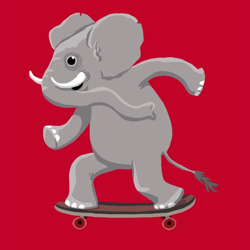 Eléphant sur skateboard