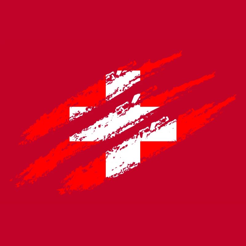 Drapeau de la Suisse rayures griffes coupées rayures CH