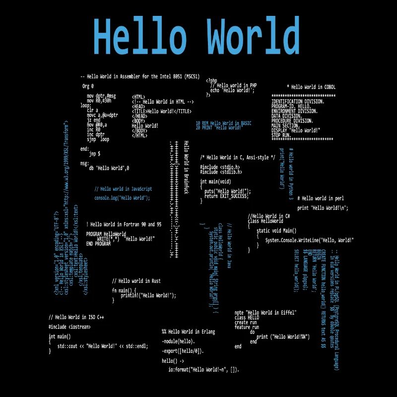 Hello World Programmiersprachen Programmierer Nerd