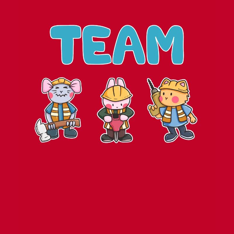 Team construction site worker mouse hare cat gift