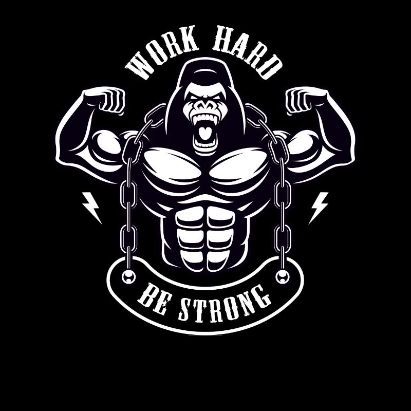 Work Hard be Strong Gorilla Silberrücken Geschenk