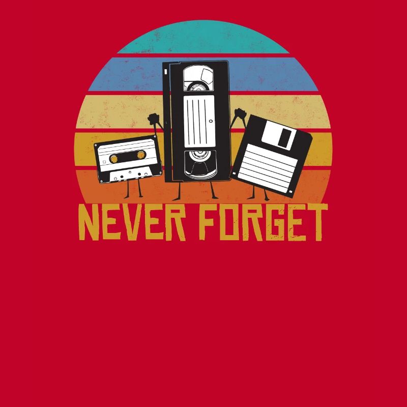 Never Forget Retro Cassette VHS Diskette Gift