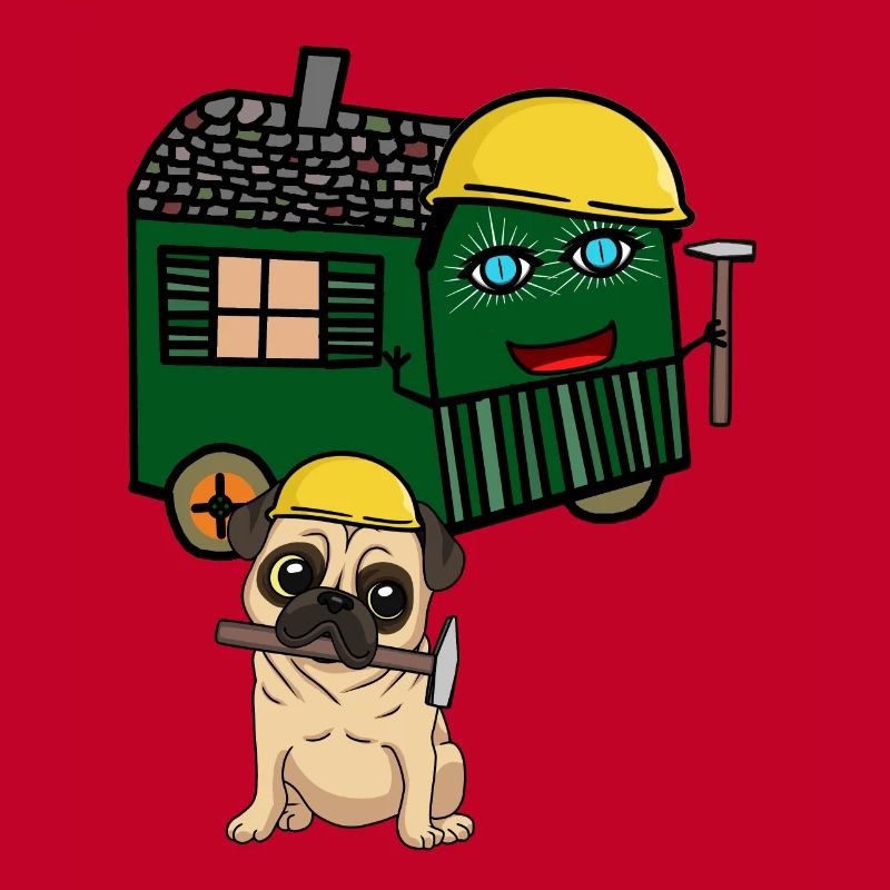 Pug Builder House Builder Construire Construction Remorque Marteau